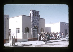 Group in front of the Church of Christ, Mexico