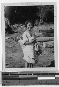 Girl carrying baby, Masan, Korea, ca. 1920-1940