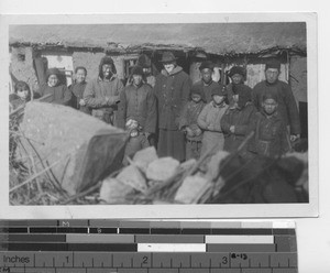 Bro. Benedict with Catholic miners at Fushun, China, 1931