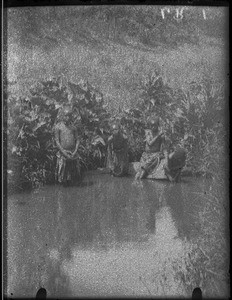 African children standing in a river in southern Africa