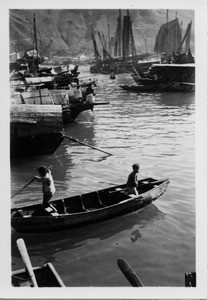 Stanley, Hong Kong harbor with boats, China, 1939