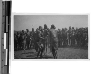 Dance and playing the horn of a cow, High Safwa, Tanzania