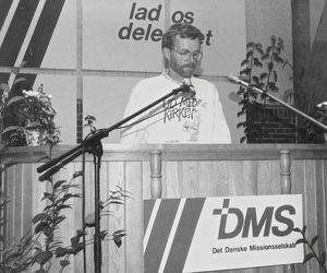 DMS's annual meeting 1989 Broenderslev. On the rostrum PR Manager Jakob Rönnow