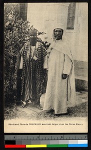 Missionary father with Targui man, Algeria, ca.1920