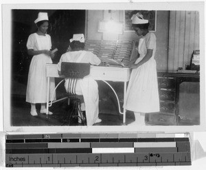 St. Paul's Hospital first floor charting station, Manila, Philippines, December 1928