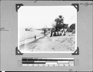 People gathering on the lakeshore, Mwaya, Tanzania, 1936