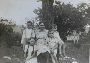 Mrs. Raymond Delord with her children, in Madagascar