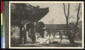 Courtyard and building with walkway, China, ca.1920-1940