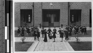 Maryknoll Convent School children playing outdoors, Hong Kong, China, ca.1938