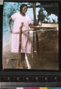 Warrou woman weaving, Guyana, ca. 1934