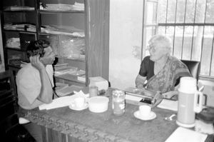 BNELC, Bangladesh. DSM Missionary Oluva Laksa with a local co-worker or visitor(?) at the Rajsh