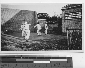 Young men playing hand ball at Rongxian, China, 1933