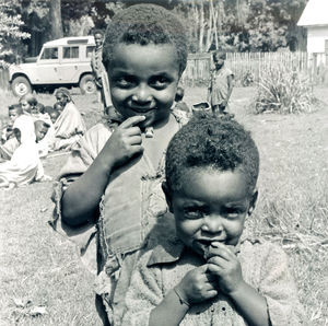 Ethiopia, the Bale Province. Happy children at the Melka Oda Camp, autumn 1979. (Read the lette