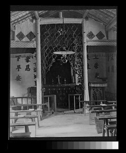 Church decorated for Christmas, Wuhan, Hubei, China, 1898