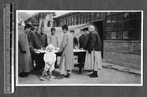 Making a model classroom for Whitewright Institute, Jinan, Shandong, China, 1947