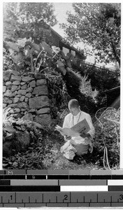 Japanese seminarian reading The Field Afar, Nagasaki, Japan, 1917