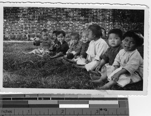 A kindergarten class at the orphanage at Luoding, China, 1936