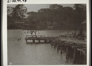 Midland Railway under construction over the Sanaga near Edea