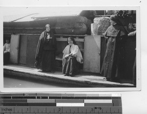 Sisters traveling on a boat up the Min River in China, 1936