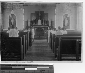 Inteior of the minor seminary chapel at Jiangmen, China, 1932