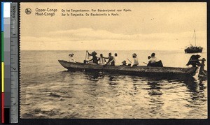 Missionary sisters in a boat on Lake Tanganyika, Mpala, Congo, ca.1900-1930