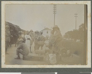 Soldiers at a train station, Dar es Salaam, Tanzania, July 1917