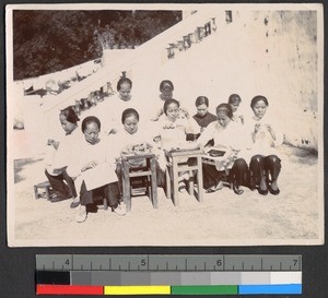 Women doing needlework, Shantou, Guangdong, China, ca. 1920-1937