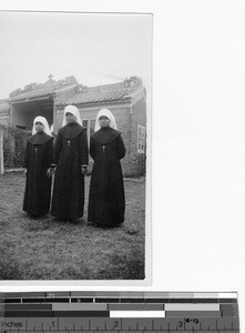 Three native Sisters receive their habits at Jiangmen, China, 1938