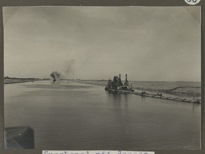 Suez Canal with excavator, Egypt, 1929