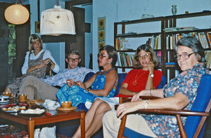 Missionary gathering in the home og missionary Martha Holst. From Left Aase Hedelund, Lorens He