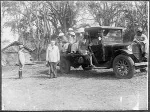 Participants of the mission conference on a truck, Arusha, Tanzania, 1926