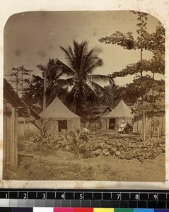 View of village with camp site, Madagascar, ca. 1865-1885