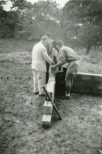 Laying of the first stone of the youth club, in Libreville, Gabon