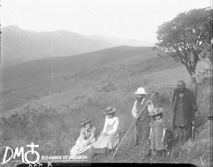 Swiss missionaries on a mountain near Valdezia, South Africa, ca. 1896-1904