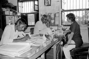 Danish Bangladesh Leprosy Mission/DBLM, 1989.The Administration of Nilphamari Hospital. Right: