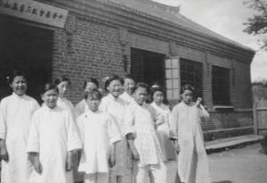 Trained biblical women from the Bible Female School in Fenghwangcheng.The "Flock" who traveled