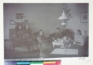 Vig family in the living room at Masinandraina, Madagascar, ca.1900