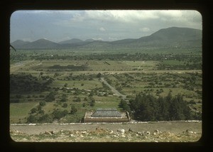 cultivated fields and mountains