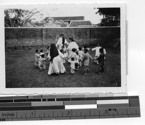 Maryknoll mission Sisters at orphange at Luoding, China, 1937