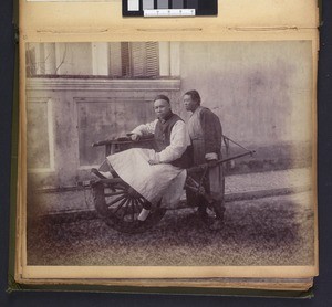 Wheelbarrow and passenger, Shanghai, ca.1900