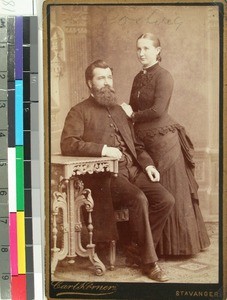 Portrait of Lars Jacobsen Roestvig and his second wife Martha Serine, Madagascar, ca.1885