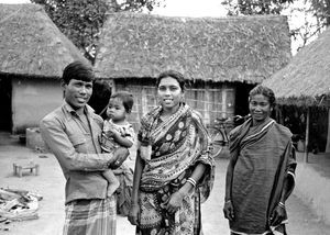 Bangladesh Lutheran Church/BLC, 1983. Rev. Susil Biswas and family at the Pirganj village. (Sus