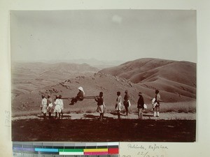 Sitting in a carrying chair, Zafisoa, Soavina, Madagascar, 1922-09-22