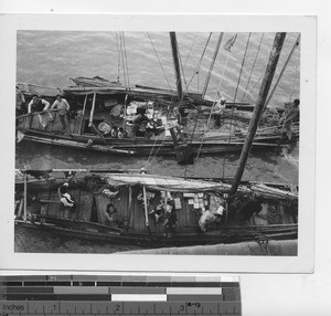 Bum boats in the river at Shanghai, China, 1946