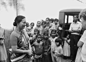 St. Paul Cathedral's Relief Service/CRS. Dr. Paul is visiting the slum areas of Calcutta, May 1