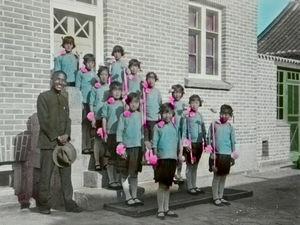 Chinese schoolgirls dressed for festival