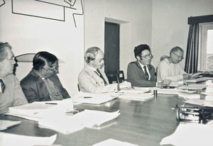 Kathmandu, Nepal. The UMN Executive Committee Meeting, December 1984. From the right, among oth