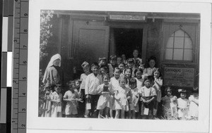 Summer school group at Colorado River Relocation Center, Poston, Arizona, ca. 1945