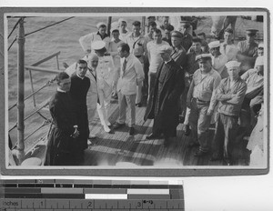 Maryknoll priests after rescue from bandits at Hong Kong, China, 1925