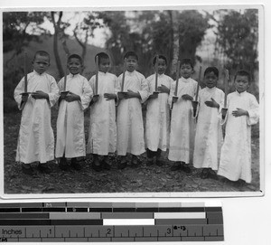 Alter boys in Ng Fa, Changpu, China, 1937